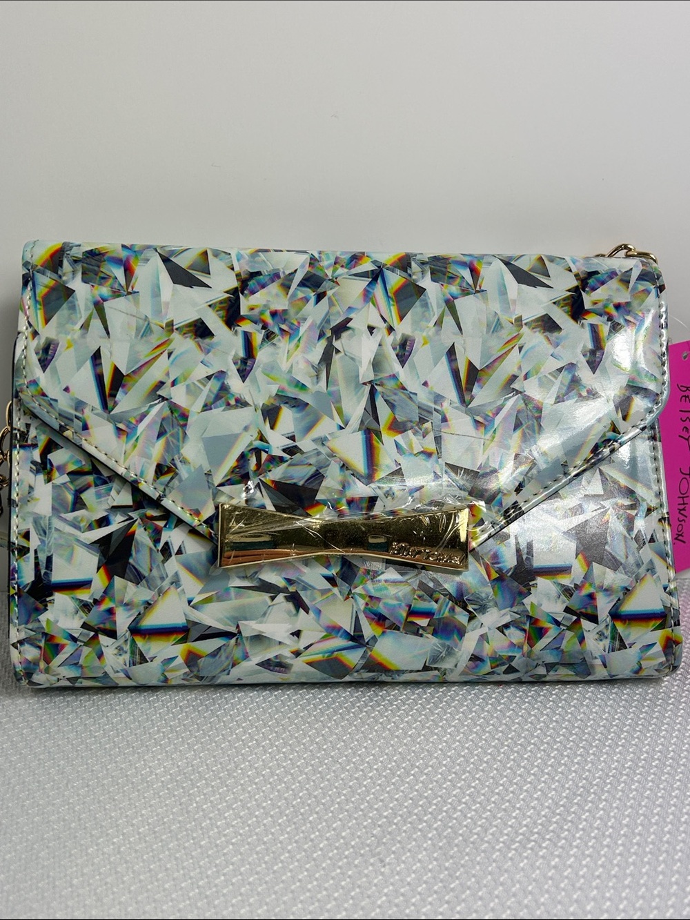 Betsey Johnson Wallet on String Model Shoulder Bag Clutch Wallet Diamond Pattern